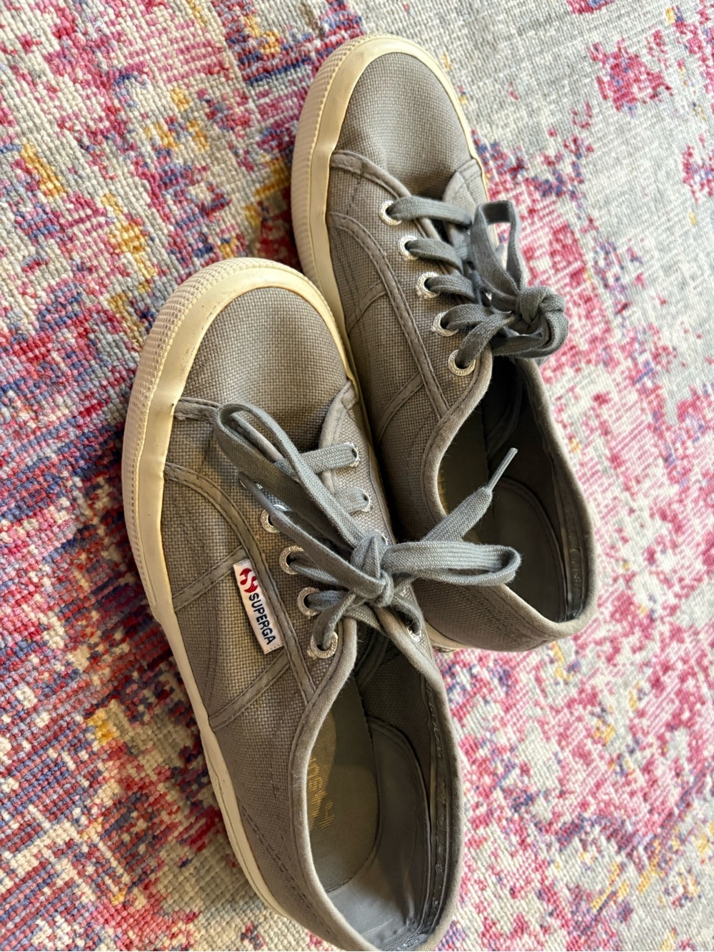 Superga Grey Canvas Classic Lace-Up Sneakers